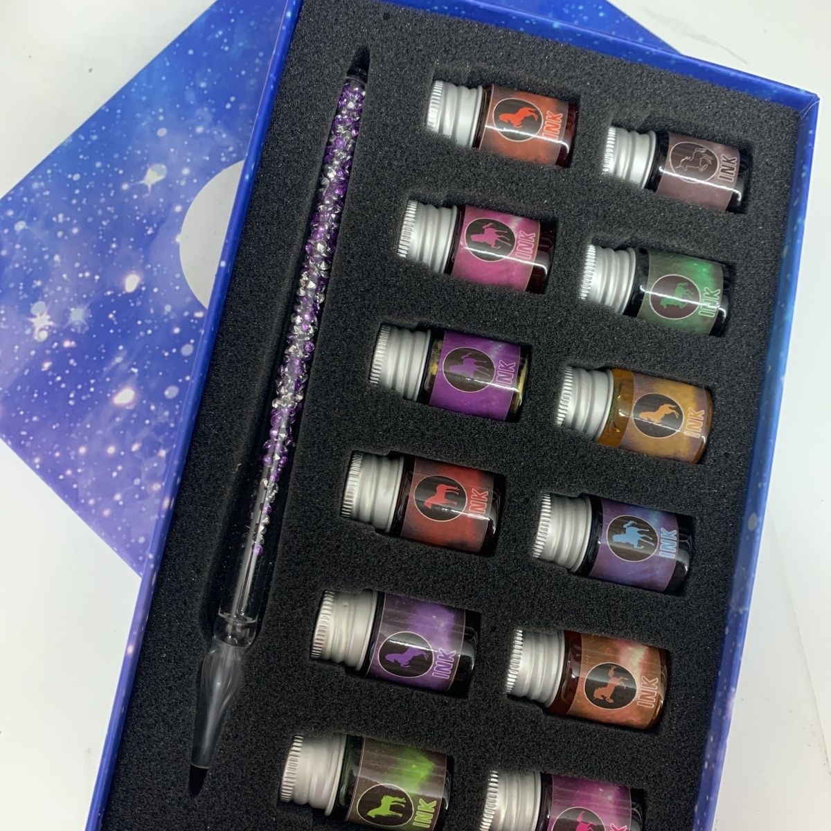 Glass Dip Pen Gold Powder Colorful Ink Set for Practicing Calligraphy, Drawing, and Graffiti Suitable for Crystal Pen Chinese Style