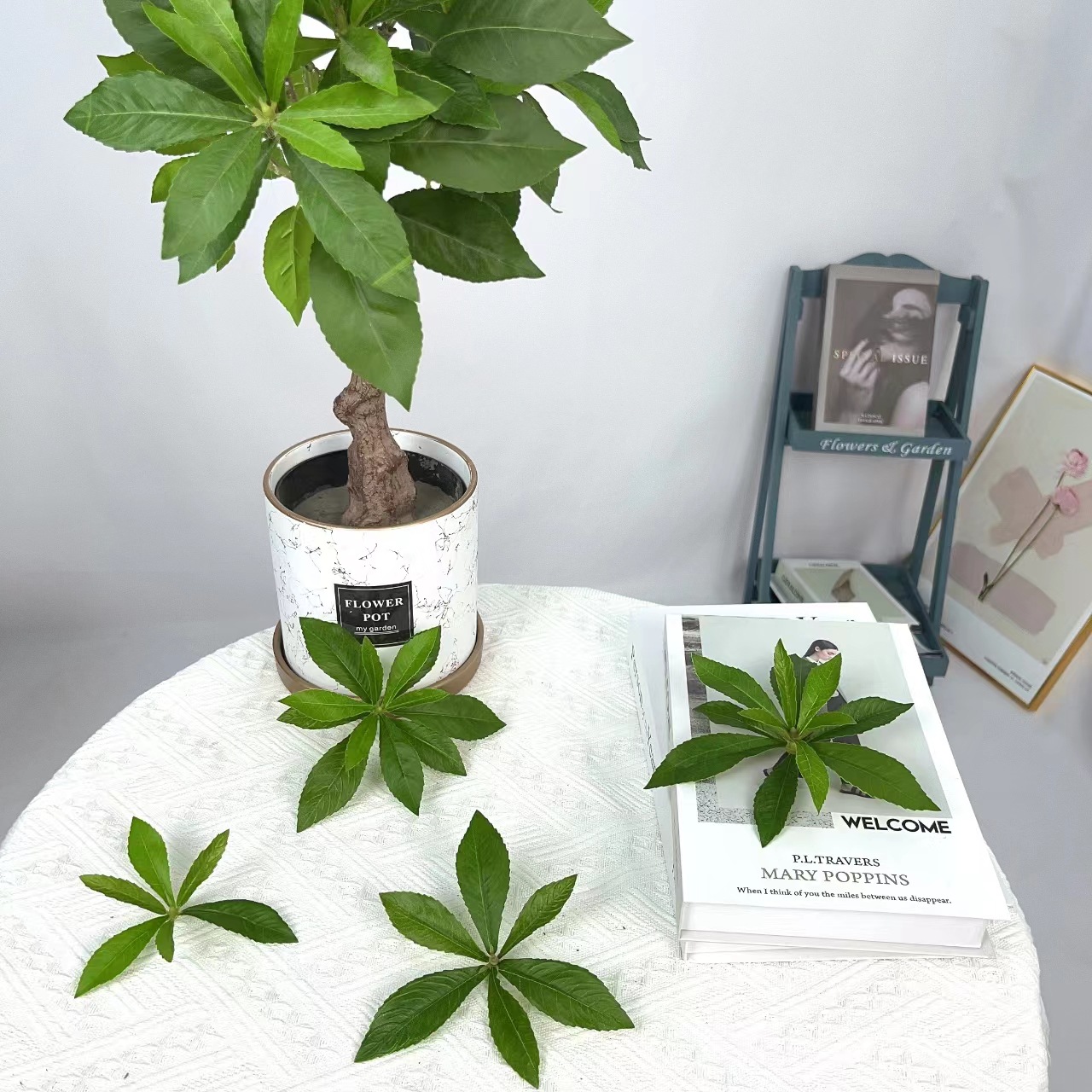 Simulated Texture Horse Drunken Tree Single Branch Scandinavian Simple Style Bionic Leaf Decoration Living Room Photography Ornaments Props