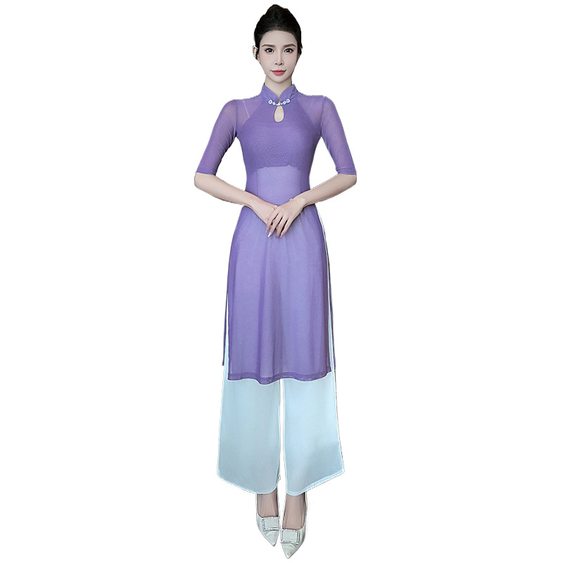 2024 Autumn and Winter New Improved Chinese Style Cheongsam Elegant Elegant Women's Suit Beautician Work Clothes 1387