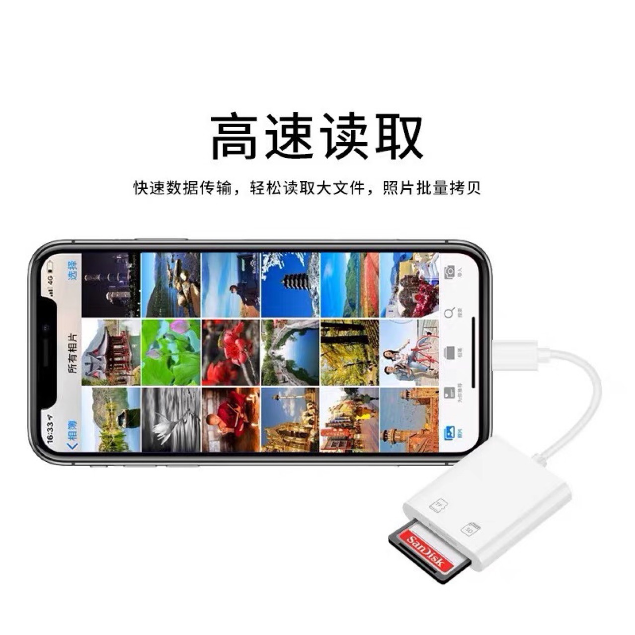 Typec Card Reader Two-in-One Reading Memory Card TF/SD Card Suitable for Apple Mobile Phone U Disk Reading Conversion Line