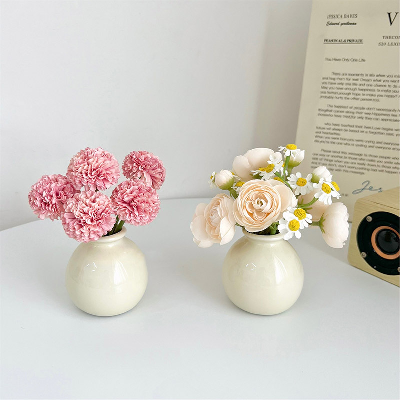 Мини-керамическая ваза, стиль ins, простая японская, украшение для дома, мягкие сухие цветы, гидропонный цветочный набор