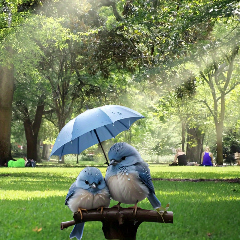 2026 New Cross-Border Dropshipping Blue Bird Umbrella Garden Pendant 2D Acrylic Animal Sculpture