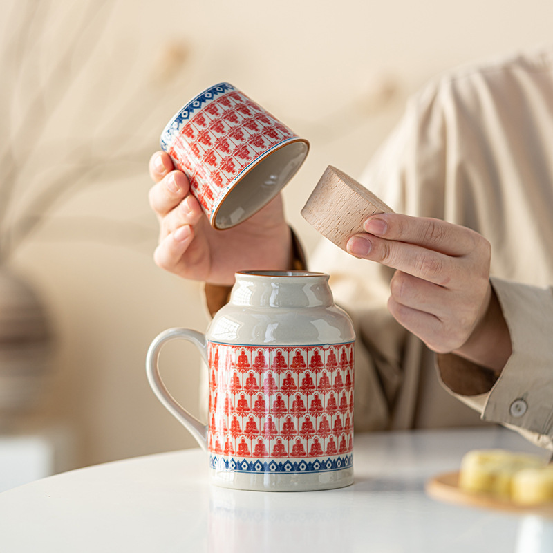 Xiaohongshu Small Warm Pot Household Mug with Lid Large Capacity Ceramic Office Stew Teapot Tea Cup Gift Box