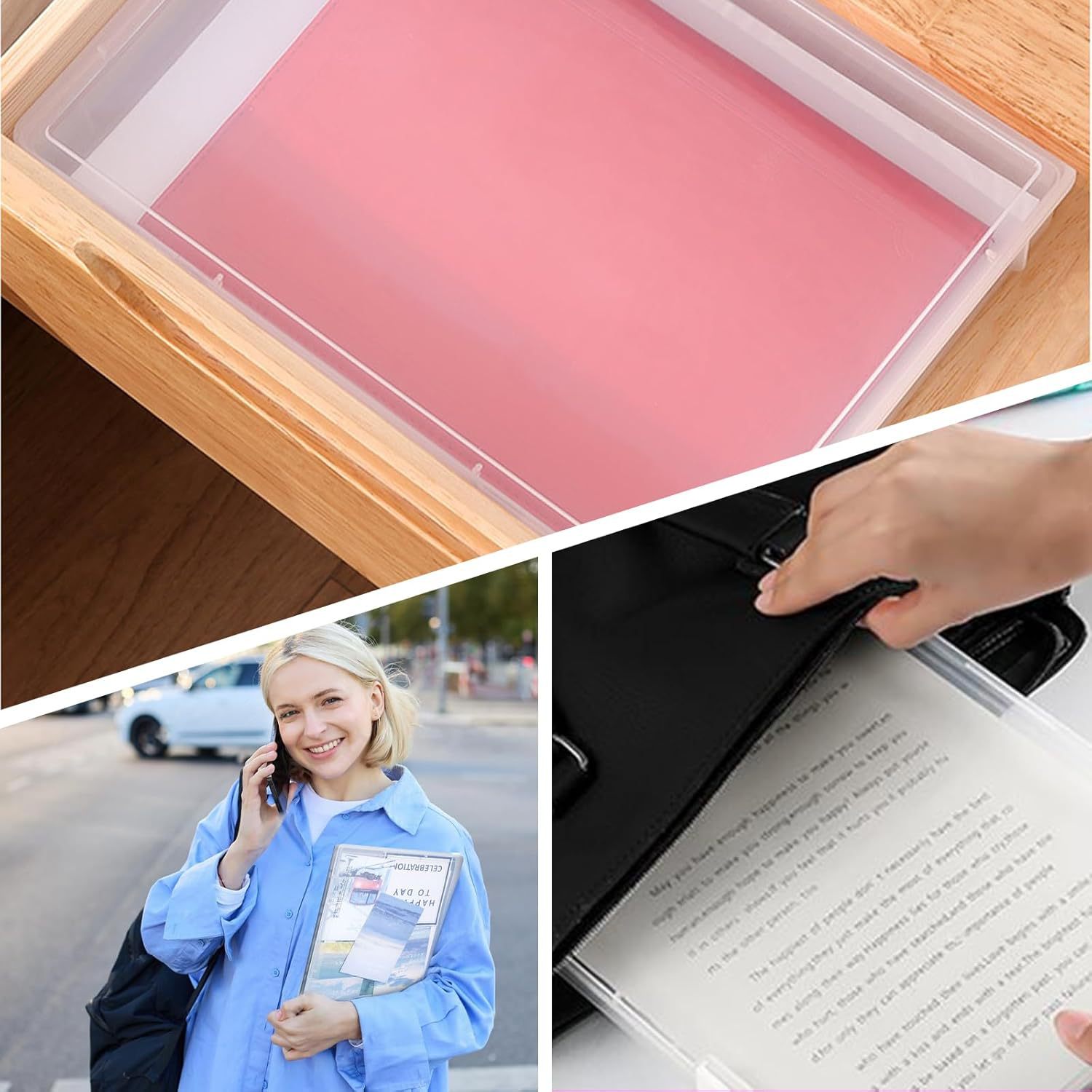 A4 Paper File Box Us Standard Storage Box Plastic Scrapbook Paper Storage Box for Crafts and Art Storage