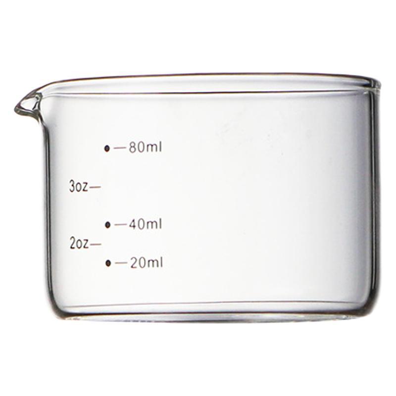 Glass wooden handrail with scale small milk cup Italian espresso cup transparent small milk jar side single-mouth measuring cup