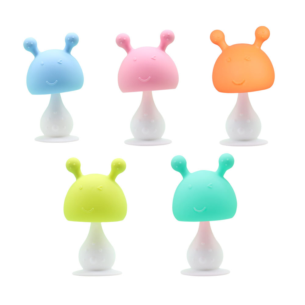 Rabbit Rattle Tooth Gel Food Grade Silicone Tooth Grinder Baby Bite Gel Silicone One-piece Bite Mushroom Head