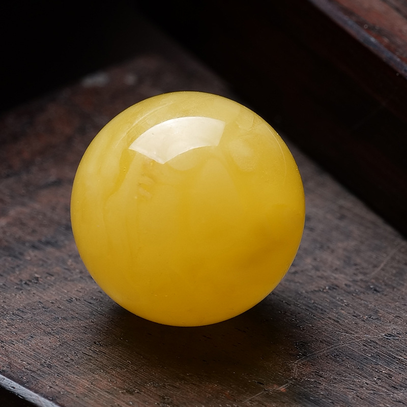 Natural Russian Beeswax Loose Beads 12-14mm, Authentic Collector-Grade High-Quality Chicken Oil Yellow Single Beads Amber Round Beads Wholesale