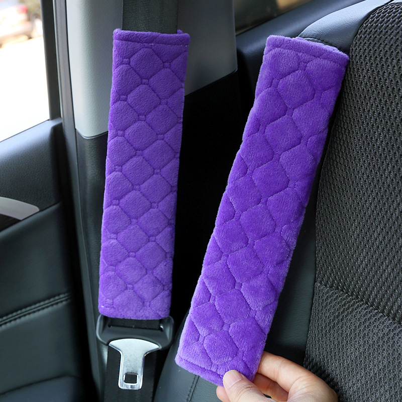Car Seat Belt Shoulder Cover Cross-Border Hot Selling Plush Soft and Comfortable Quilted Car Seat Belt Protective Cover