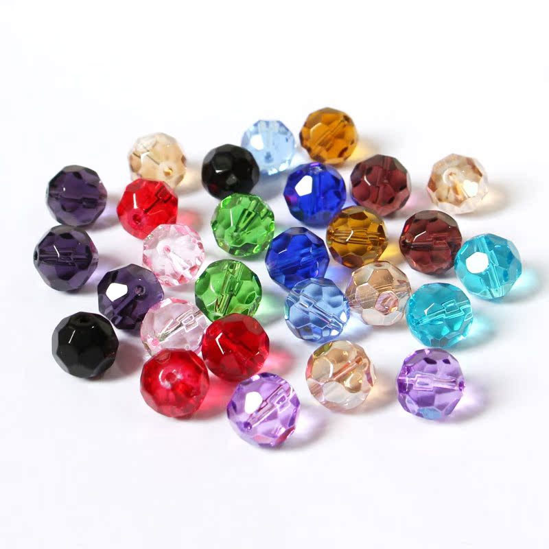 8/10/12/14/16mm Crystal 32 Faceted Beads through Hole Glass Loose Beads Crystal Lamp Bead Curtain Decorative Accessories DIY