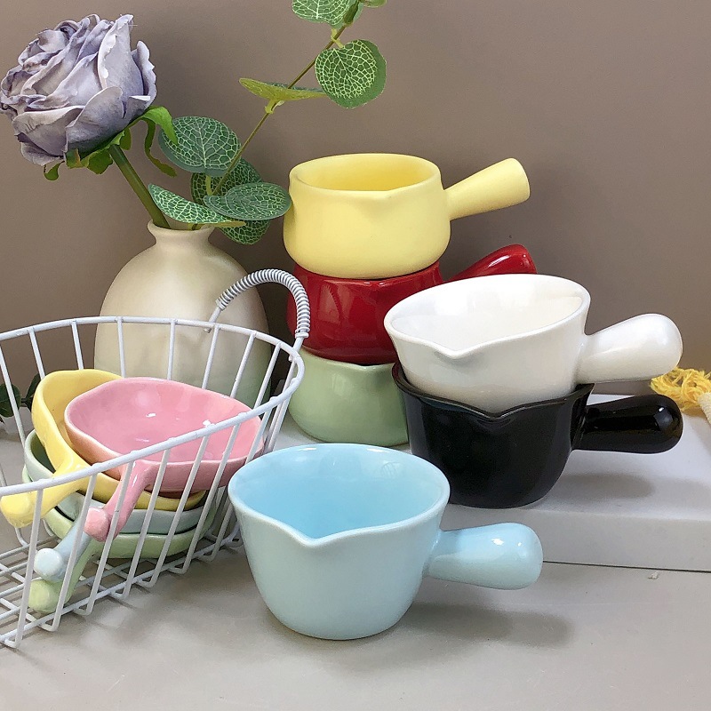 Керамический молочник с ручкой и носиком для домашнего использования, маленький соусник для приправ, соуса для макания, соуса для наливания, молочник для эспрессо, унция