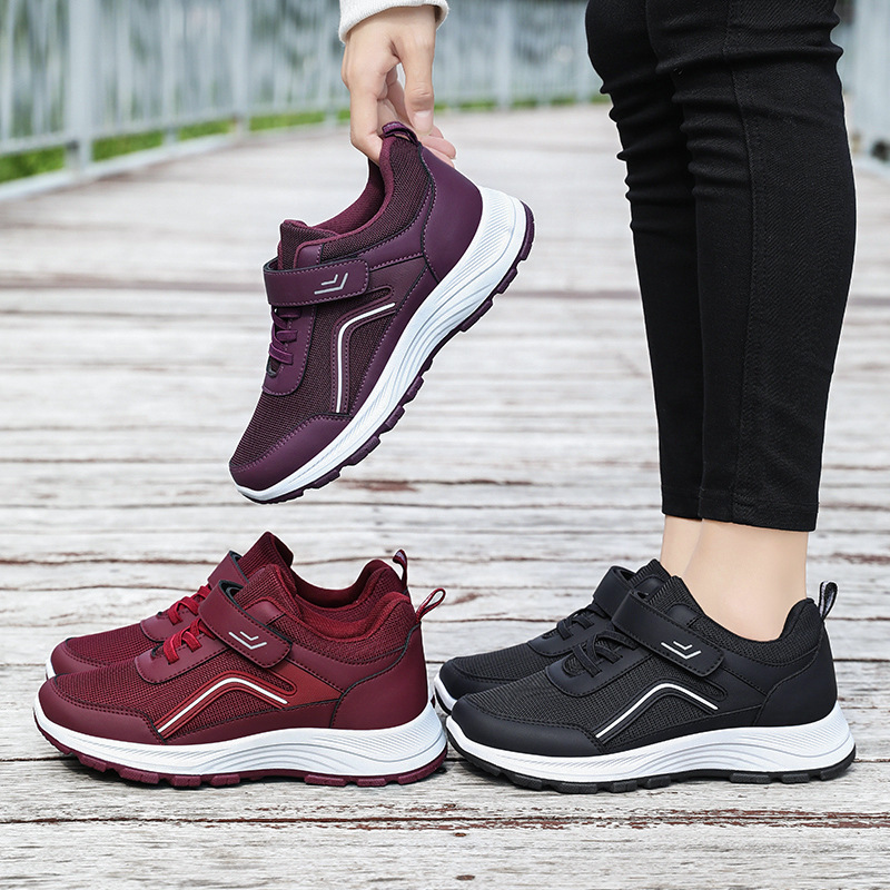 Women's Walking Shoes, Versatile Spring Comfortable Soft-Soled Sneakers, Mother's Shoes with Velcro, Middle-Aged and Elderly Couples' Shoes for the Elderly