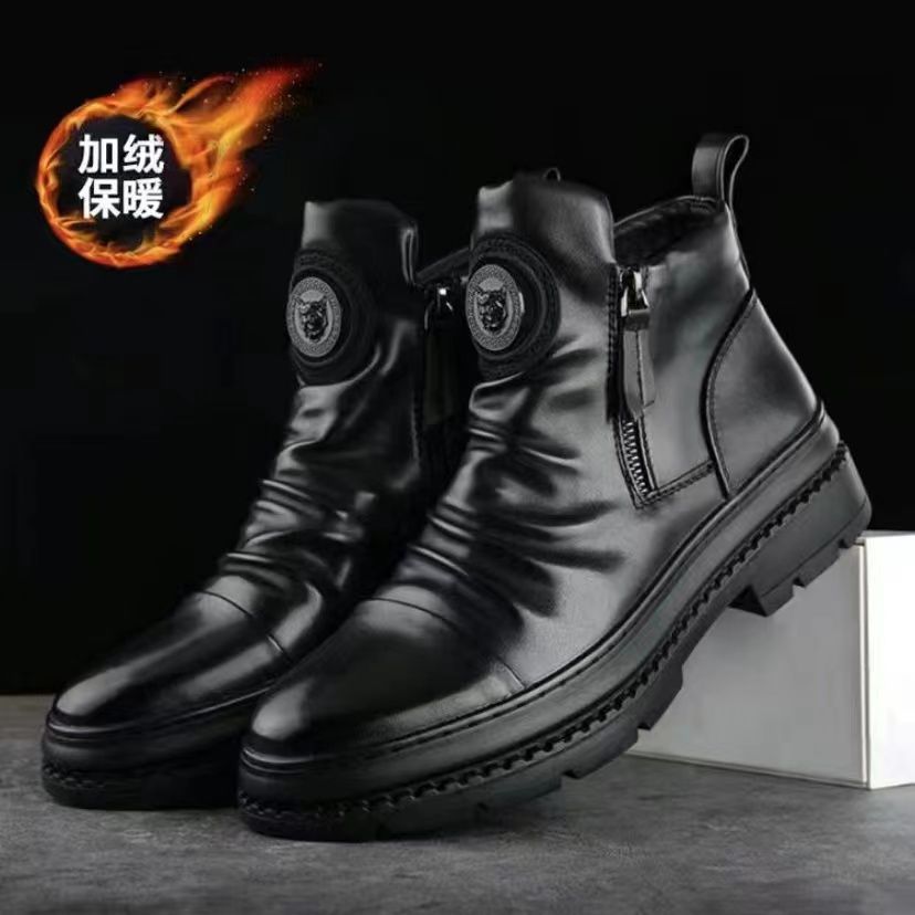 Autumn 2023 High-top New Men's Shoes European Station Men's Boots All-match Zipper Shoes Korean Style Martins Men's Casual Shoes