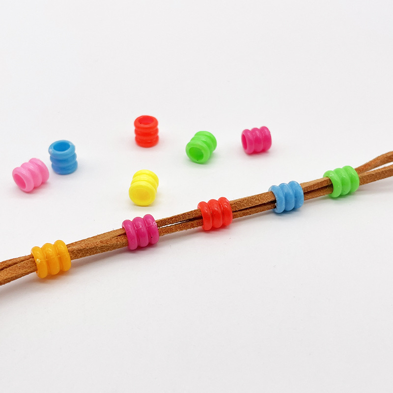 6.5 * 7mm acrylic thread large hole barrel beads diy jewelry accessories straight hole loose beads children's dirty braid hair beads