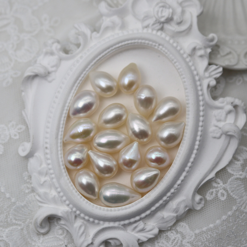 [Dream Jewelry] 11mm Water Drops Rice Beads Large Particles Natural Freshwater Pearl Strong Light Hairpin Material Half Hole