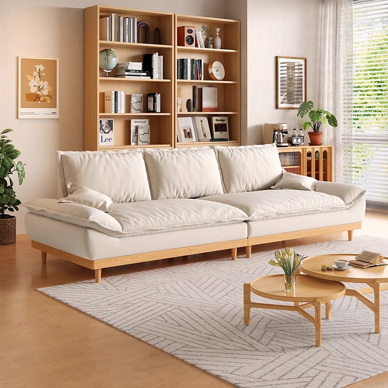 Новый кремовый деревянный парусник, тканевый диван, современный японский стиль, прямой ряд, нордический для маленькой квартиры