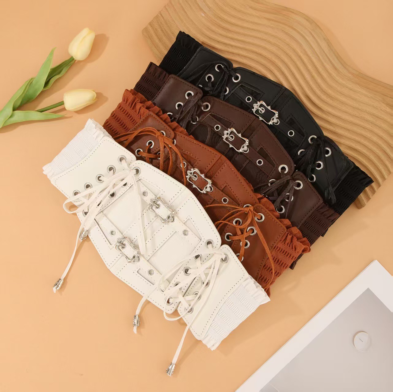 Прямые поставки фабрики, кружевной ремешок, кожаный пояс для женщин, декоративная коррекция фигуры, европейский и американский ретро, металлическая пряжка, эластичный пояс