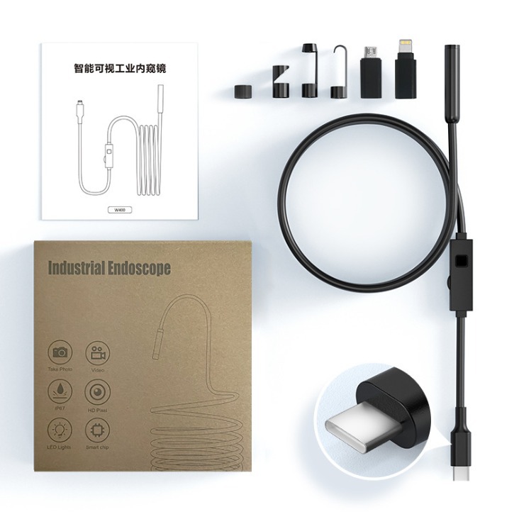 High-Definition Apple Android Mobile Phone Dual-Lens Endoscope Duct Camera Waterproof 20,000 Industrial Endoscope Lens