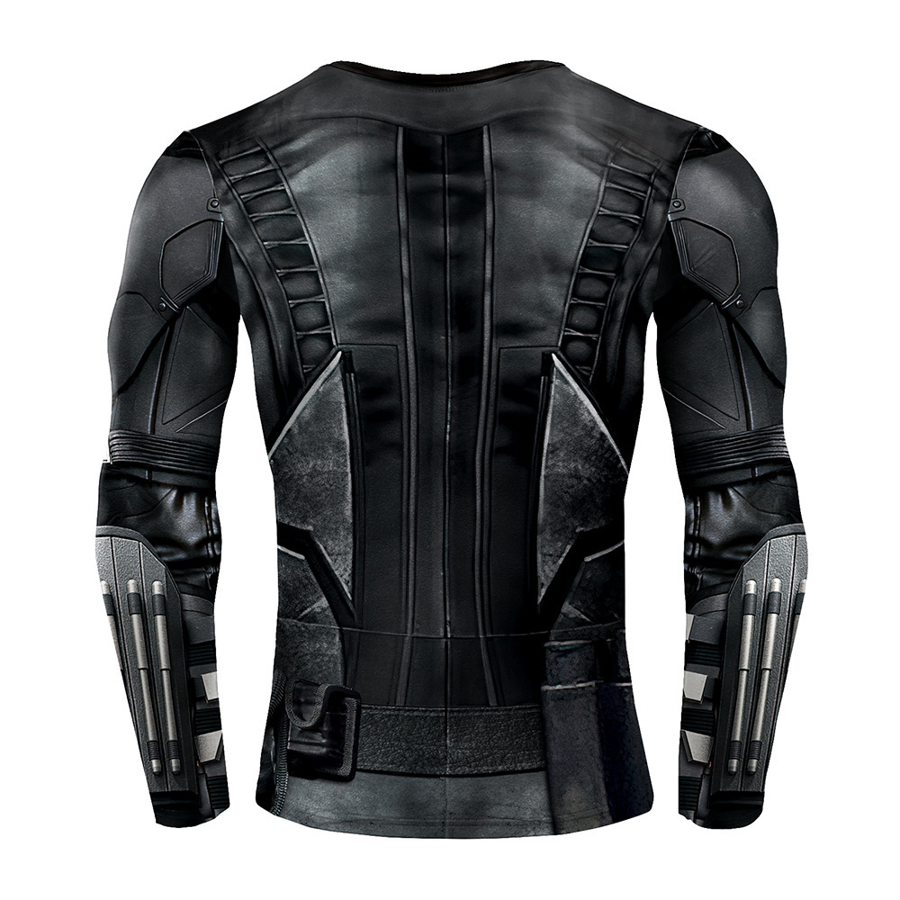 2025 New Export Batman Anime Cos Superhero Tight-Fitting Long-Sleeved T-Shirt Men's Sports Fitness Quick-Drying Clothing