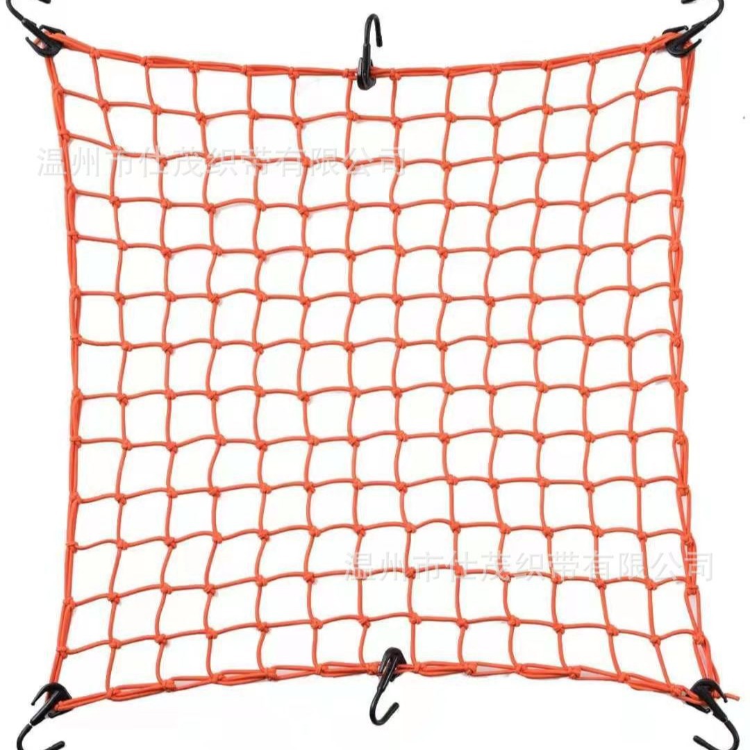 Cross-border direct supply cargo net car luggage net encrypted motorcycle net fuel tank net latex elastic net 4mm plastic hook