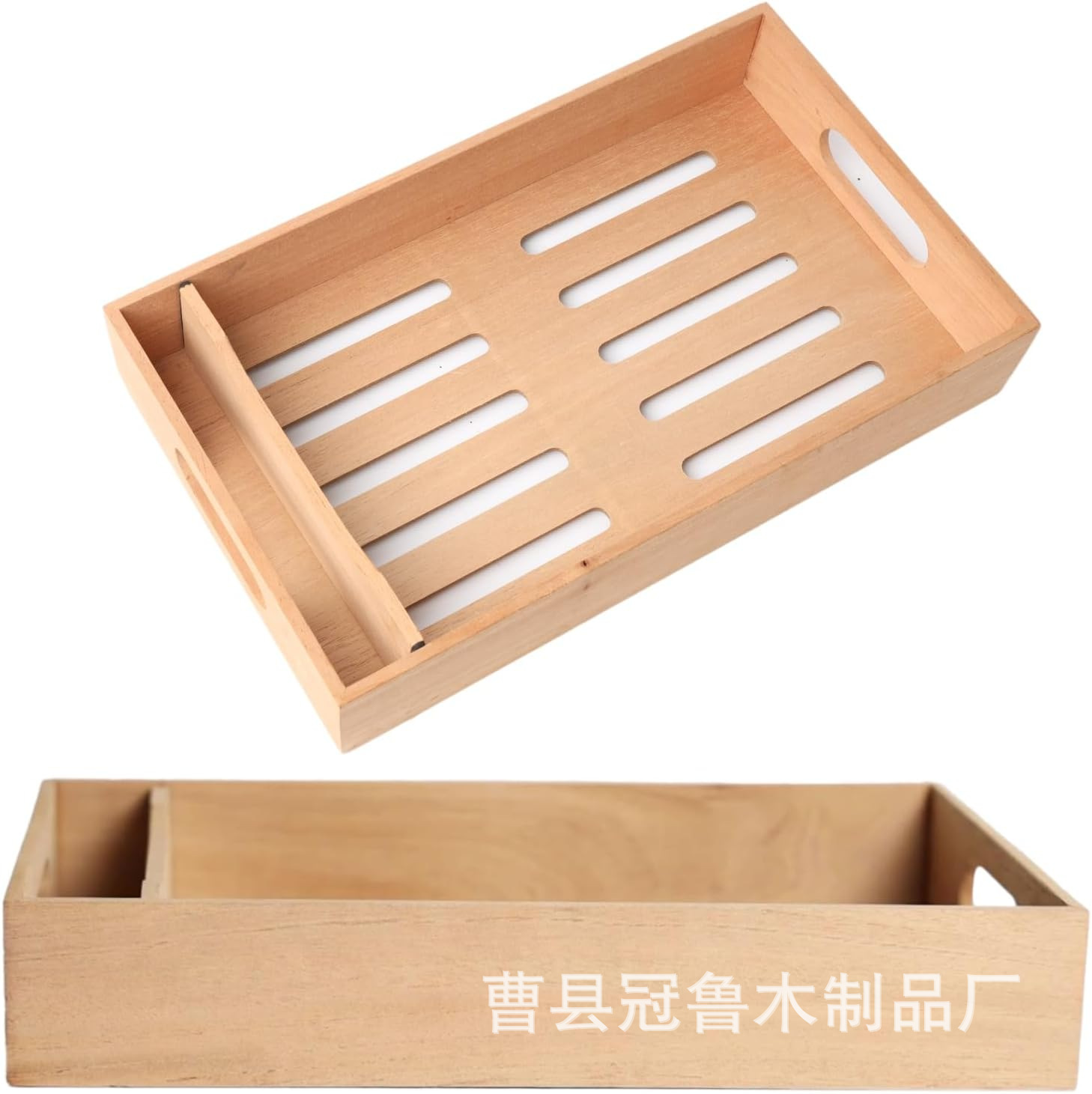Cross-Border Wooden Cigar Box Rectangular Hollow Thick Cigarette Storage Box Adjustable Spanish Cedar Wood Cigar Tray