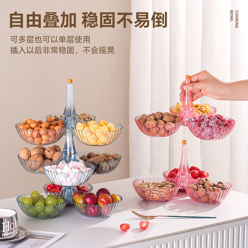 Fruit Plate Box Melon Fruit Plate Popular Accessible Luxury Home Living Room Coffee Table Dried Fruit Snacks Melon Seed Candy Gift Display Plastic Box