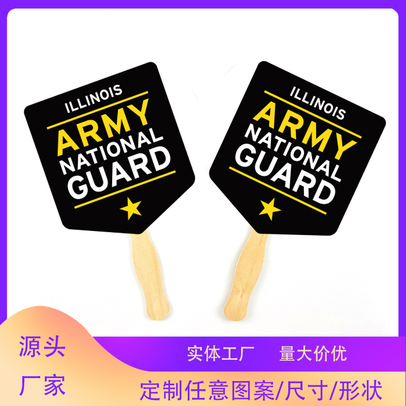 Source Manufacturer Customized Paper Wooden Handle Fan Promotional Gift Advertising Fan Hand Fan Handheld Paper Fan Wooden Handle Fan Customization