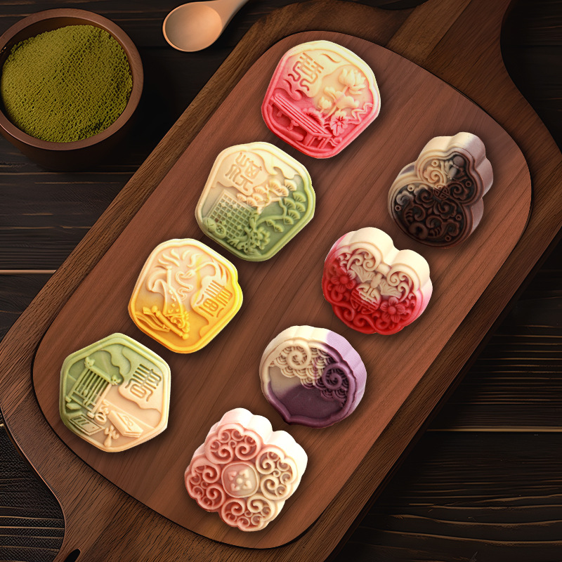 Liuxin Mooncake Custard Peach Mountain Peel Cantonese Taiwanese Mid-Autumn Festival Gift Employee Pastry Dessert Manufacturer Palace Multi-Flavor