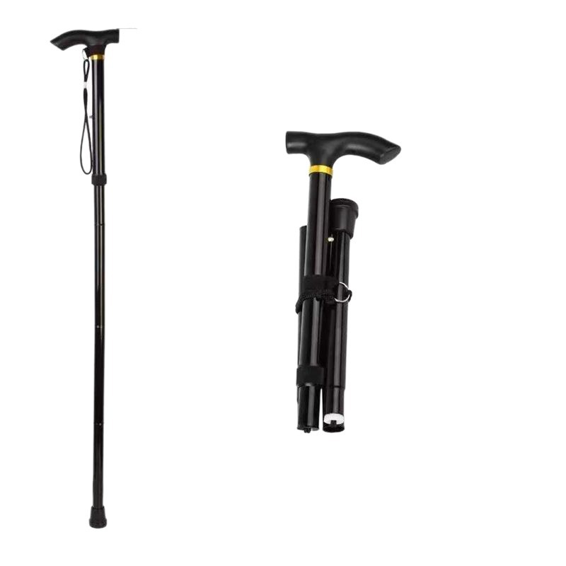 Outdoor Aluminum Alloy Climbing Cane Telescopic Foldableing Trekking Pole Non-Slip Cane Elderly Reinforced Adjustable 5 Sections