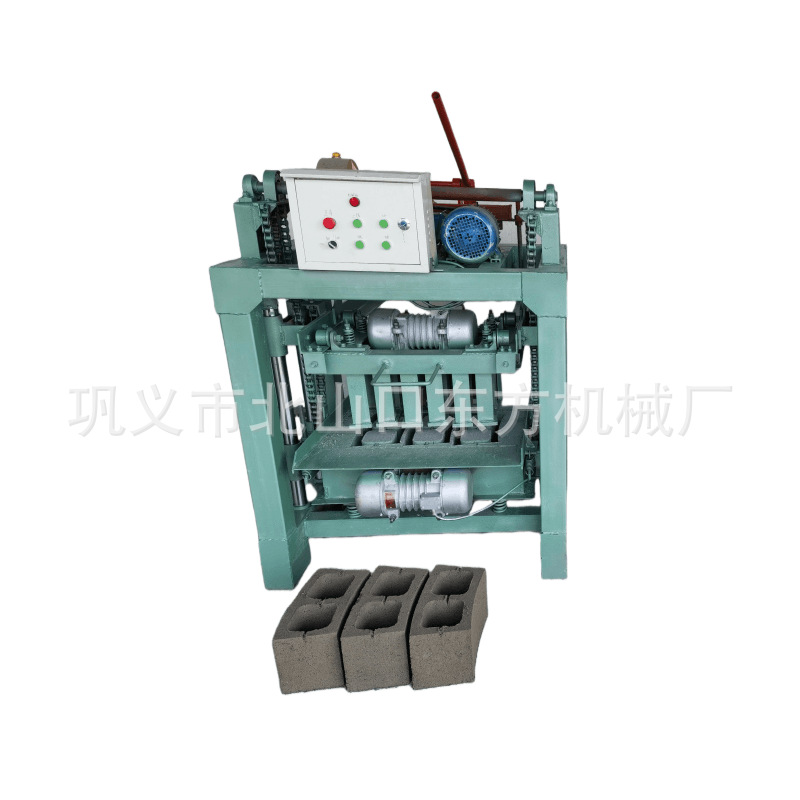 Exported to Africa Mobile Semi-automatic Cement Hollow Brick Making Machine Small Block Pad Paving Slope Protection Wooden Brick Machine