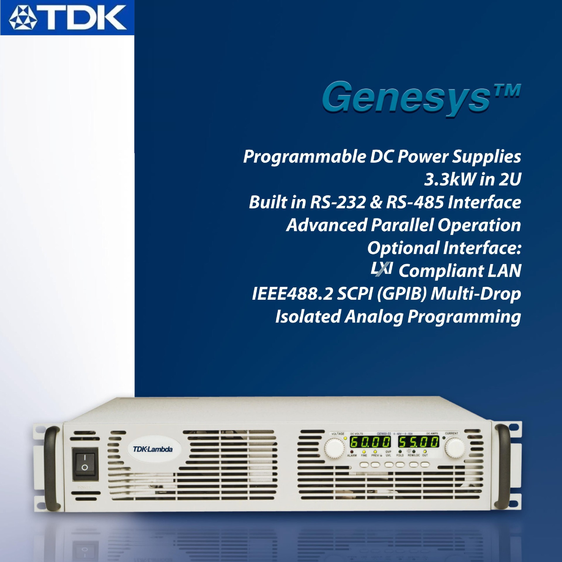 Программируемый источник питания постоянного тока Tdk-Gen-30-110/10-330/15-220 серии Genesys 3300W