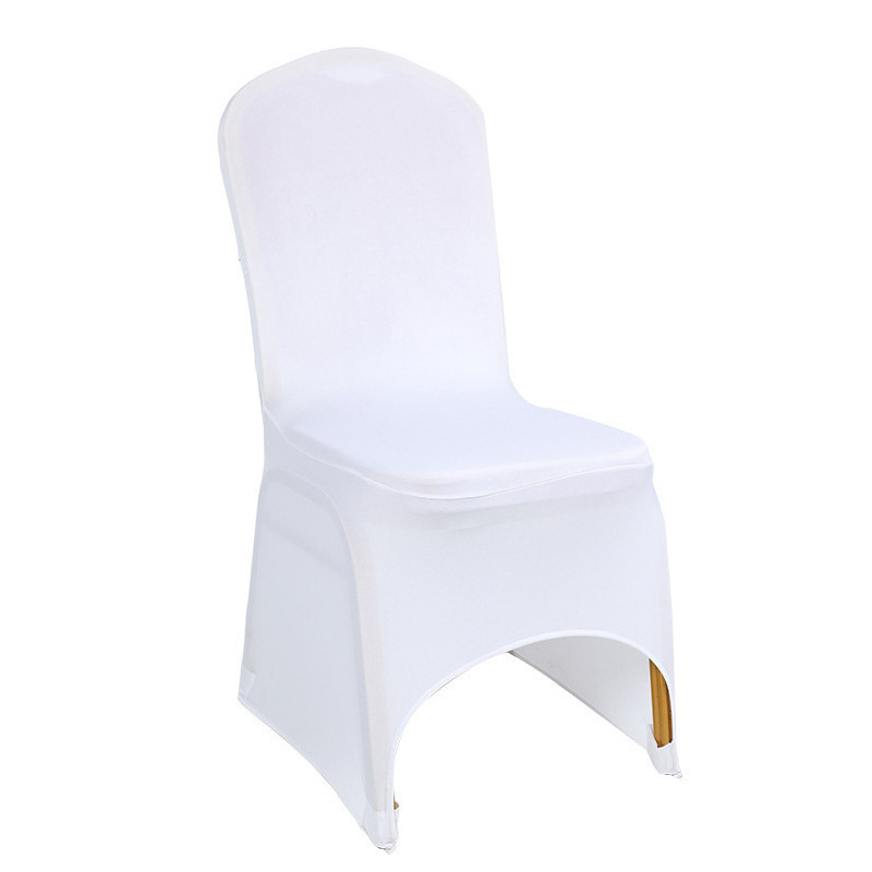 Cross-border foreign trade all-inclusive milk silk white elastic chair cover hotel wedding banquet chair cover chair seat cover 140g