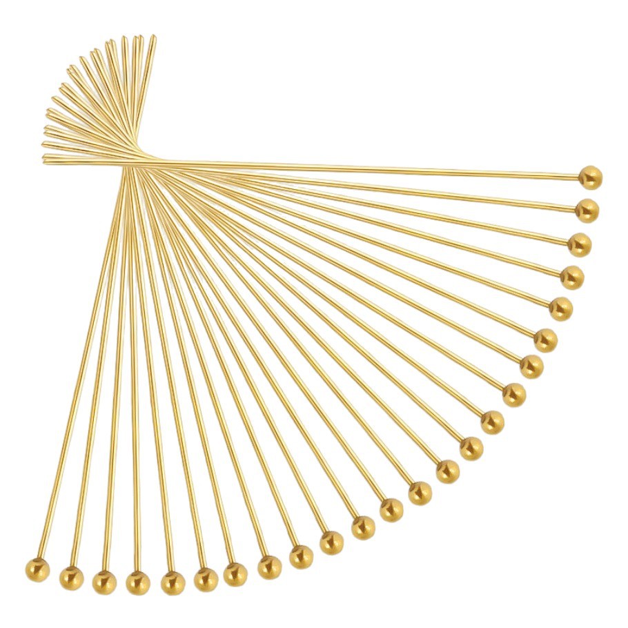 [No Water Plating] Nine-character Needle Ball Needle diy Handmade Jewelry Accessories Plated with 18k Gold Handmade Beaded Connection Needle Accessories