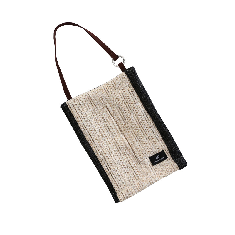 Beautiful Element Woven Desktop Tissue Box ins Simple Household Paper Box Multi-functional Car Hanging Tissue Bag