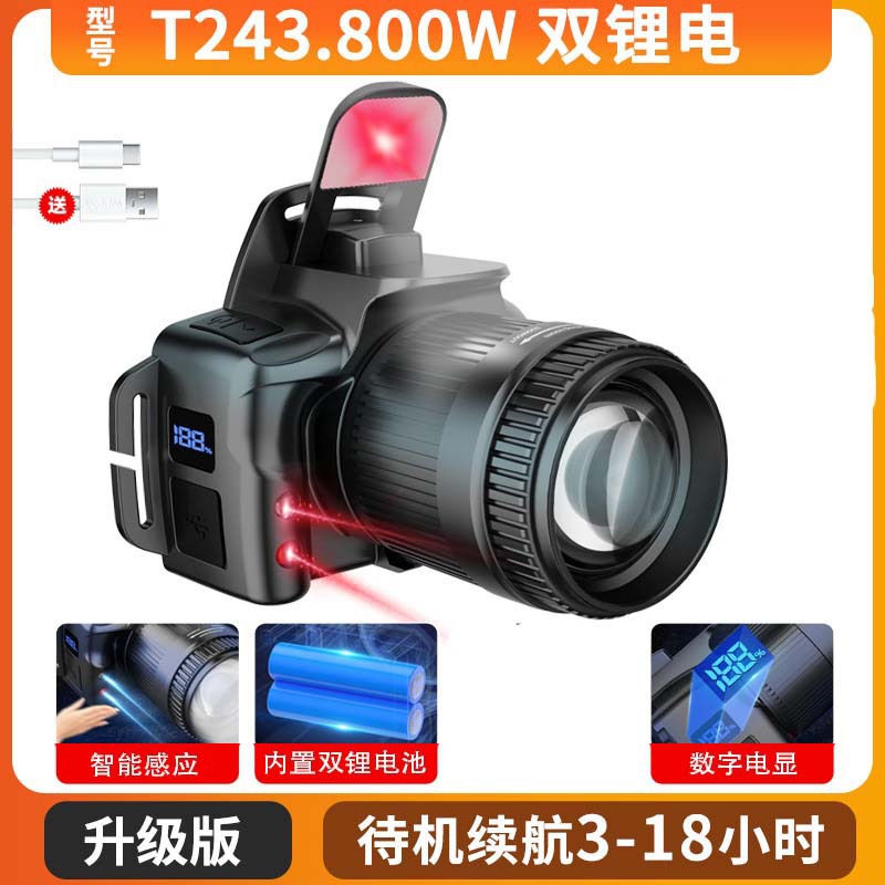 Outdoor High-Power Led Headlight Sensor Strong Light Rechargeable Ultra-Long Battery Life Head-Mounted Long-Range Fishing Night Fishing Light