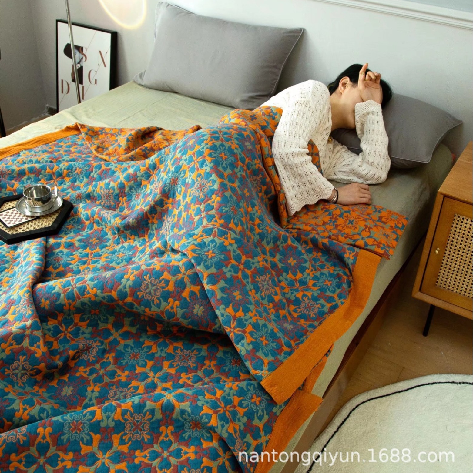 Pure Cotton Light Luxury Three-layer Gauze Large Jacquard Cover Blanket Multifunctional Pure Cotton Summer Quilt Blanket Breathable Multi-purpose Bed Cover for Mother and Baby