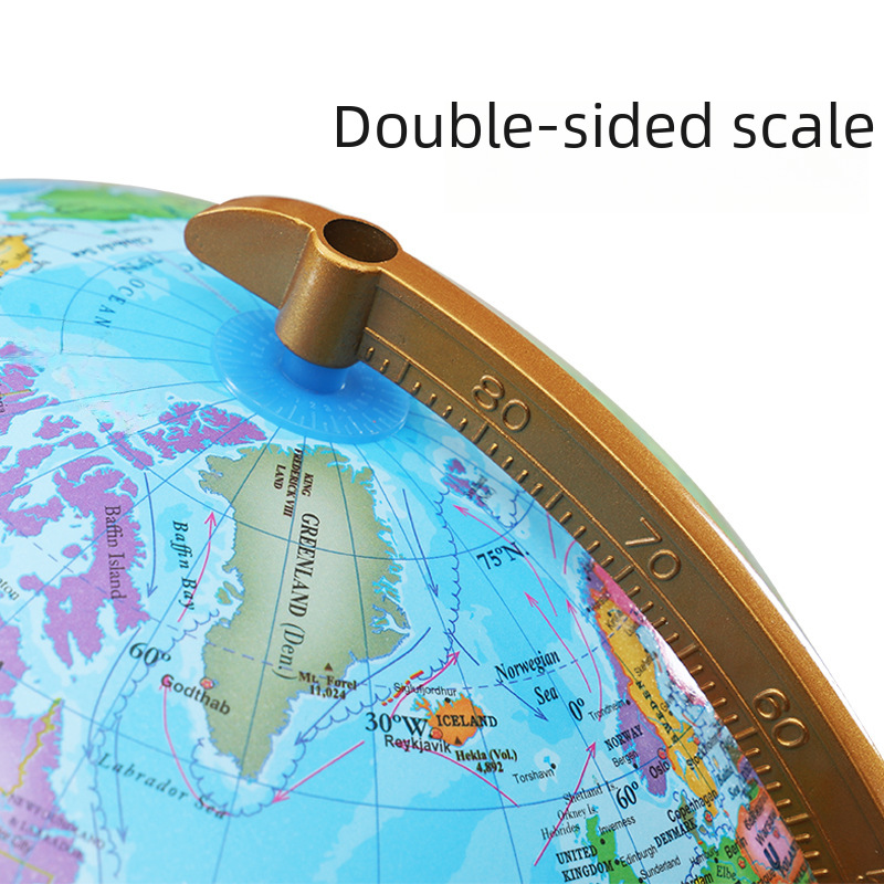 Tianyu Globe 32cm for Primary and Secondary School Students, Office Study Room Wooden Base Ornament, Geography Globe with Light for Desktop