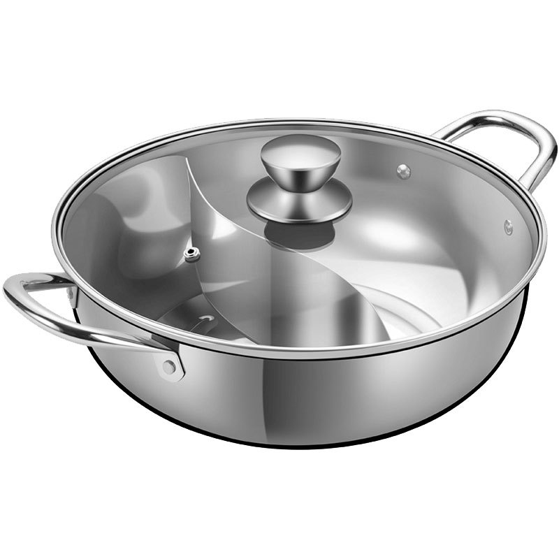 Yuanyang Pot Thickened Large Capacity Soup Pot Household Stainless Steel Commercial Pot Shabu Pot Special Pot Hot Pot Basin for Induction Cooker