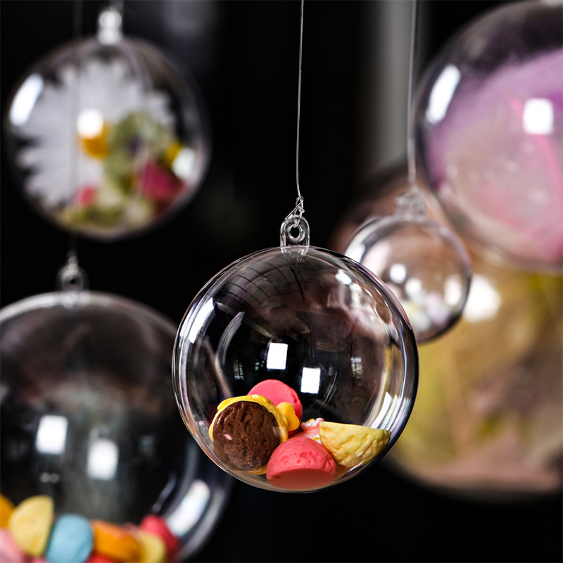Factory wholesale Christmas ball 5-12cm acrylic ball transparent ball hollow ball decorative hanging ball arrangement hanging ball