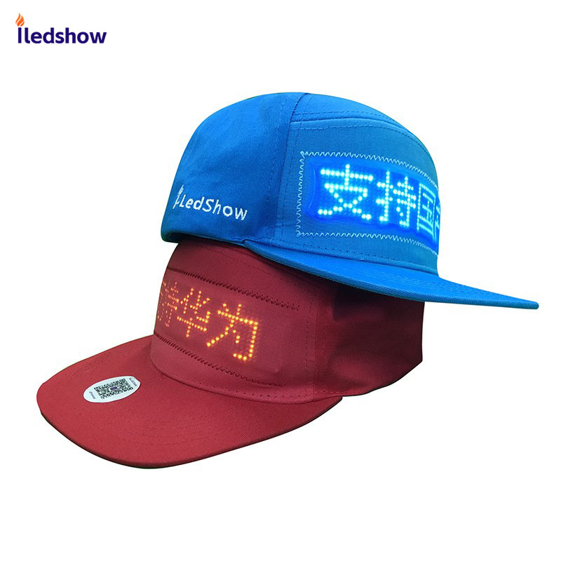 Led Hat Luminous Advertising Hat Display App Control Word Change Multi-Language Flexible External Led Hat Screen