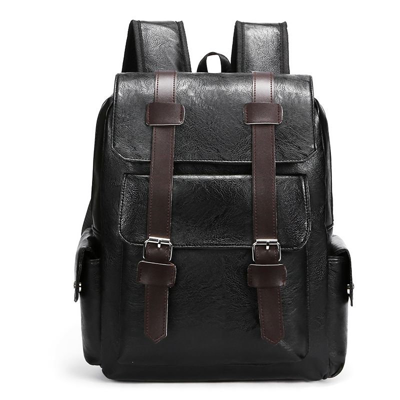 Cross-Border Large-Capacity Soft Pu Leather Backpack, Casual Business Computer Bag, Student Bag, Travel Backpack