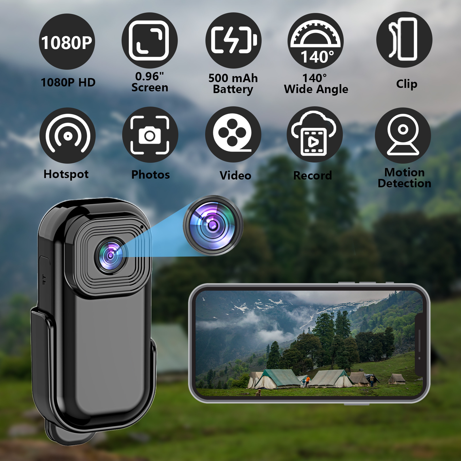 L11WIFI HD 1080P HD Outdoor Thumb Buckle Portable Motion Recorder
