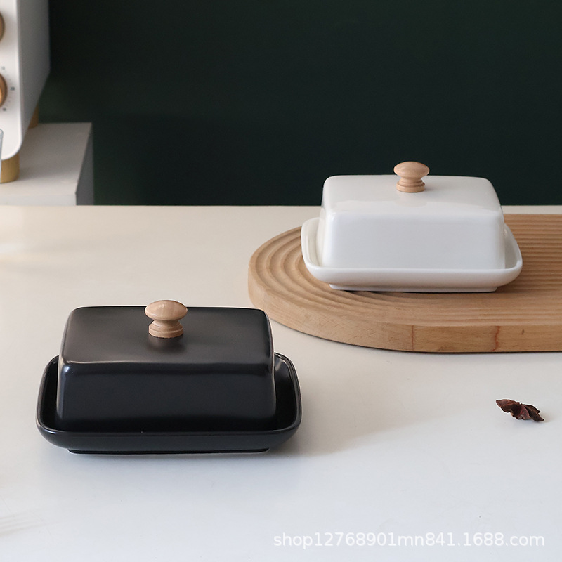 Cross-border Nordic butter dish box ceramic household dim sum cheese butter dish restaurant new ceramic butter dish with lid