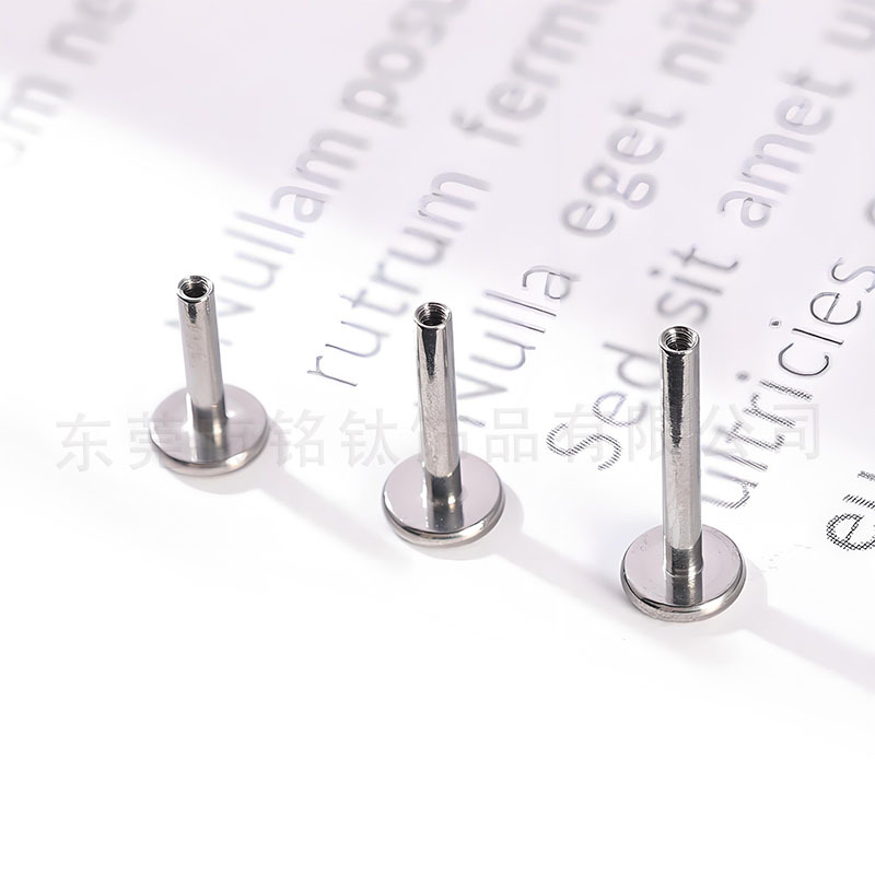G23 Titanium Alloy Ear Stud Post Internally Threaded Lip Stud Base Flat Straight Rod Ear Bone Stud Internally Threaded Body Piercing Jewelry