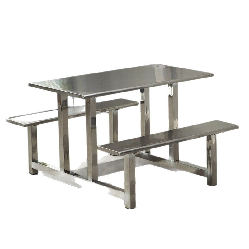 Stainless Steel Dining Table for Four, Six, or Multiple People, Suitable for Staff Canteens, Schools, Factories, Restaurants, Foldable Stainless Steel Canteen Table