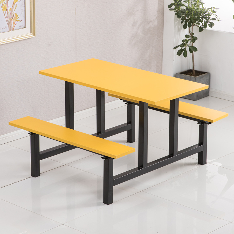 4-Seat Factory Employee Canteen Dining Table School Student Canteen Conjoined Fast Food Table and Chairs Stainless Steel Canteen Dining Table
