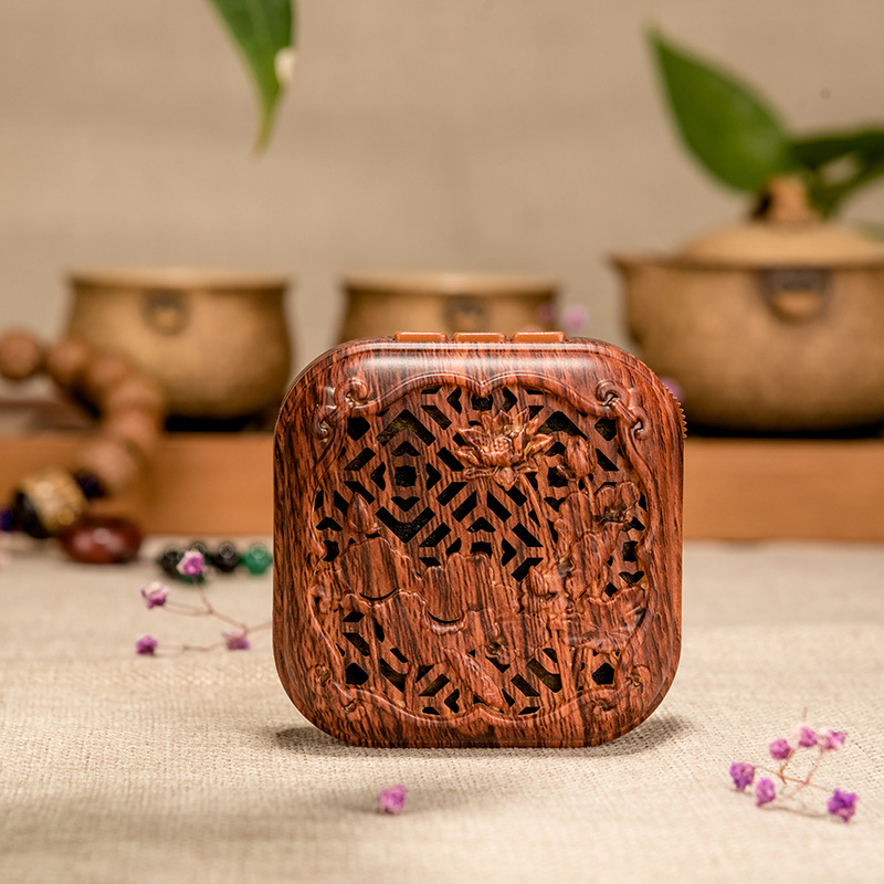 34-in-1 Wooden Art Pattern Hollow Sound Quality High-Volume Plug-In Card Outdoor Speaker Player Recitation Machine Outdoor Portable