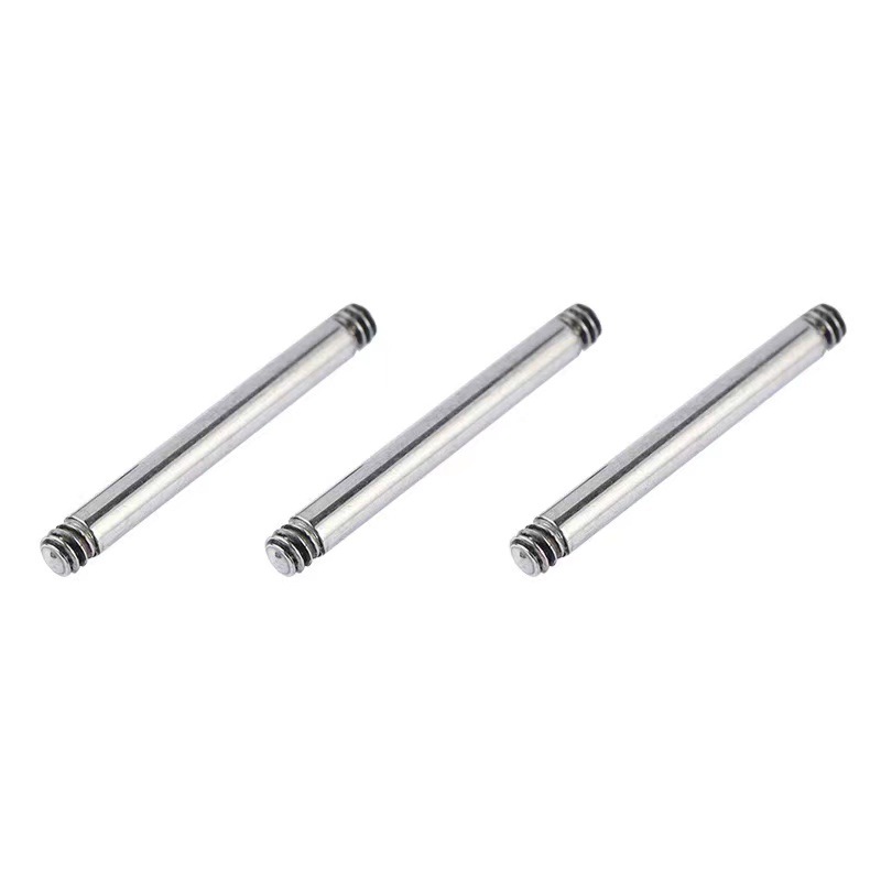 Stainless steel 1.2/1.6mm titanium steel straight rod double-headed teeth round ball tongue nail ear studs ear bone Bridge ear studs external thread