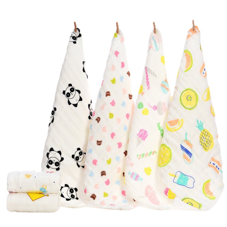 High-Density Pure Cotton Gauze Baby Saliva Towel 25*25cm Infant Baby Feeding Mouth Wiping Small Square Towel Soft