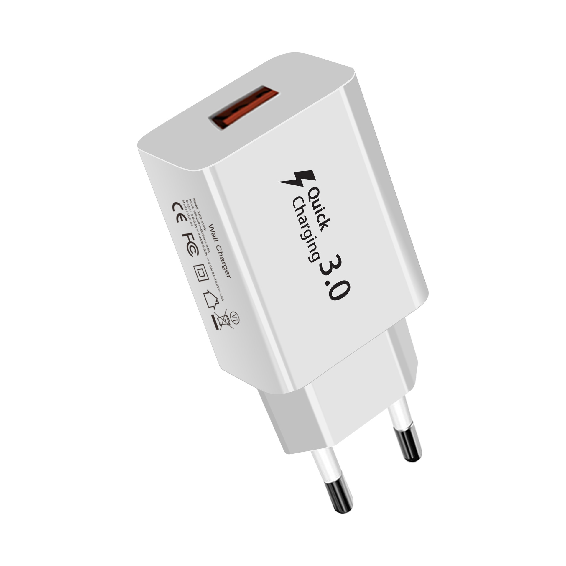 Qc18W European Standard Fast Charging Head Suitable for Samsung Charger S7S8S9 Apple 15 Fast Charging USB Plug Source Manufacturer