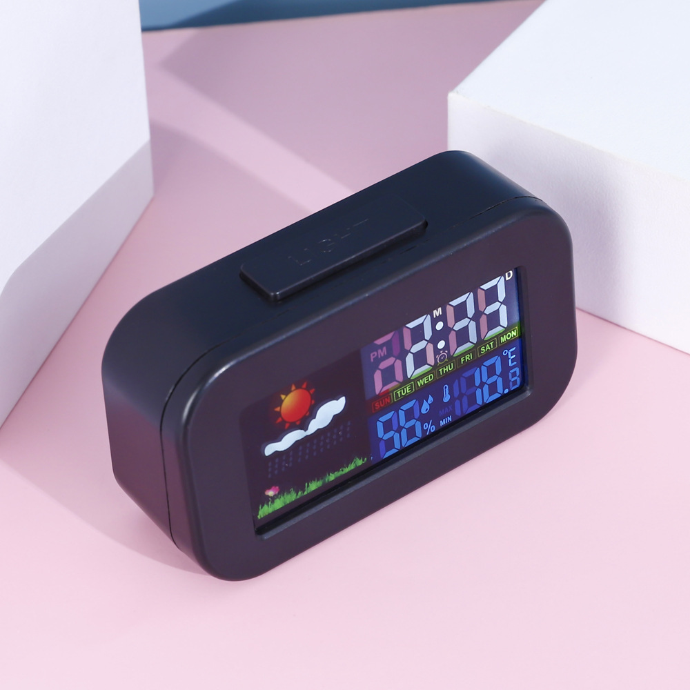 Cross-border multi-function timer color screen weather clock student dormitory electronic alarm clock digital smart clock backlit clock